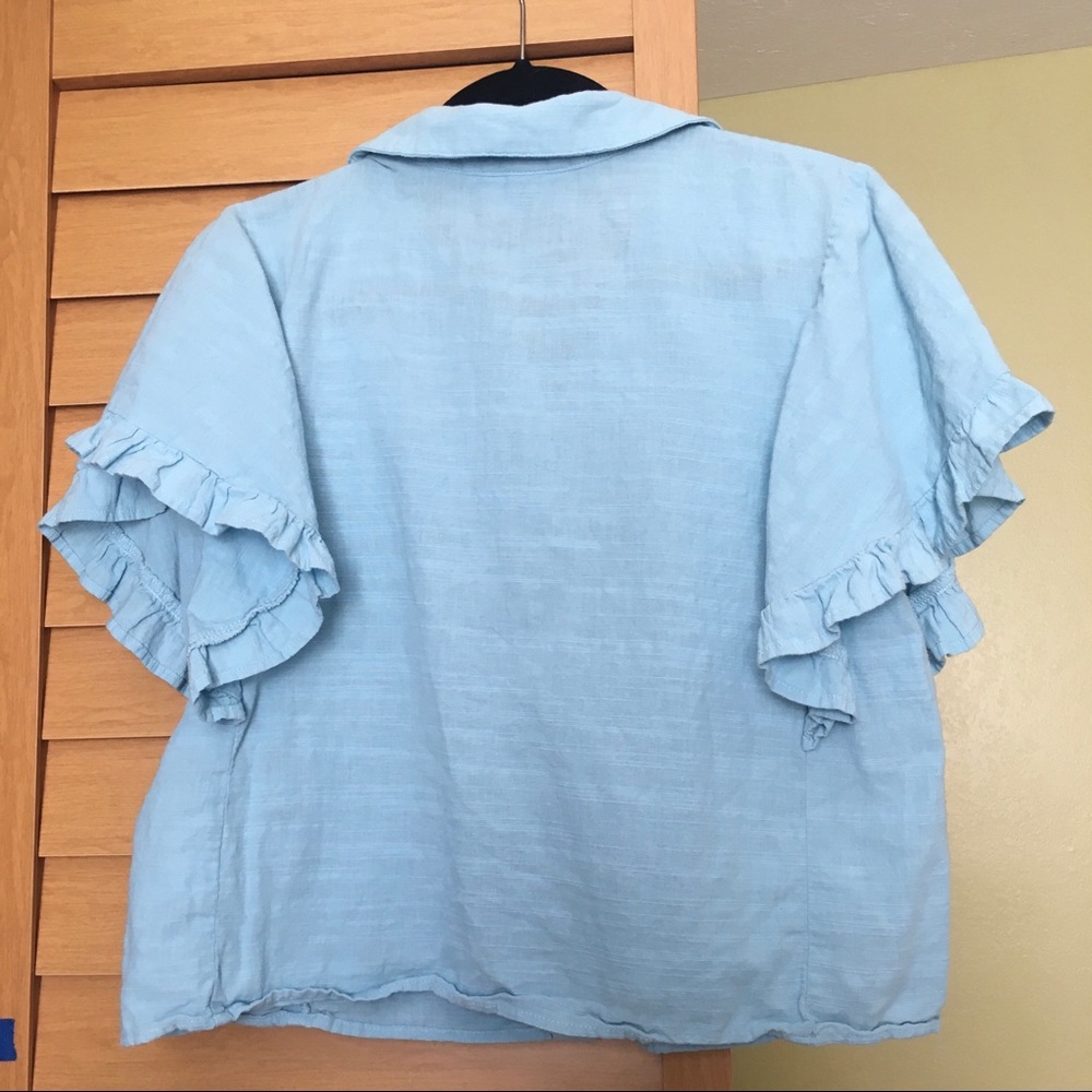 Universal Thread Ruffle Sleeve Button-Down Top - Picture 6 of 6
